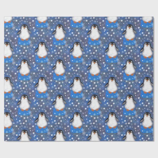 Cute iceberg pinguins cadeaupapier (Vlak)