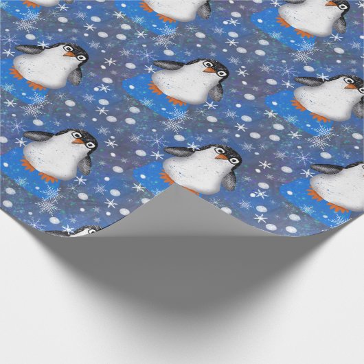 Cute iceberg pinguins cadeaupapier (Hoek)