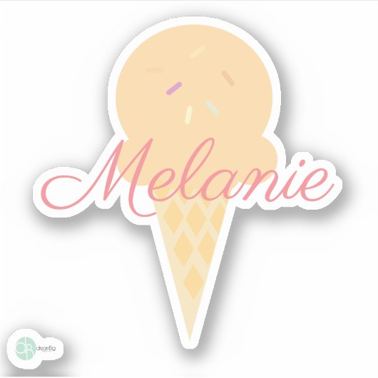 Cute Icecream Cone met Sprinkles Sticker (Voorkant)