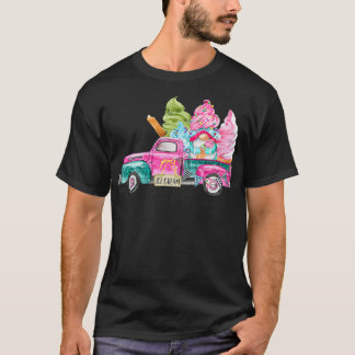 Cute Icecream Gnomes Truck Funny Summer Lovers Gif T-shirt
