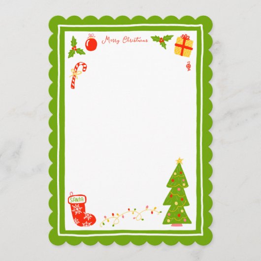 Cute Icons Scalloped CUSTOM Christmas Stationery Feestdagenkaart (Voorkant)