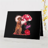 Cute Ierse Setter Ballon Hart Valentijnsdag Val Kaart (Gele Bloem)