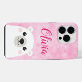 Cute ijsbeer aangepaste naam roze iPhone hoesje (Achterkant horizontaal)