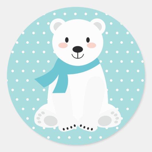 Cute Ijsbeer Baby Shower Teal Aqua Turquoise Ronde Sticker (Voorkant)