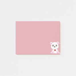 Cute ijsbeer cartoon op roze goud post-it® notes