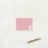 Cute ijsbeer cartoon op roze goud post-it® notes (Op bureau)