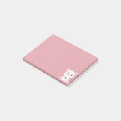 Cute ijsbeer cartoon op roze goud post-it® notes (Schuin)