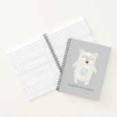 Cute Ijsbeer Grijs Gepersonaliseerd School Notitieboek (Binnen)