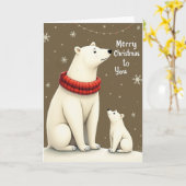 Cute Ijsbeer Kerst Kaart (Gele Bloem)