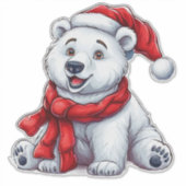 Cute IJsbeer Kerst Winter Charme Sticker (Voorkant)