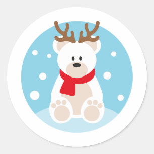 Cute Ijsbeer Kerstvakantie Stickers Zegels