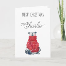 Cute Ijsbeer Prettig Kerstmis Naam Gevouwen