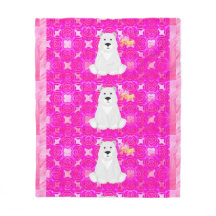 Cute IJsbeer Roze Bloem Fleece Deken
