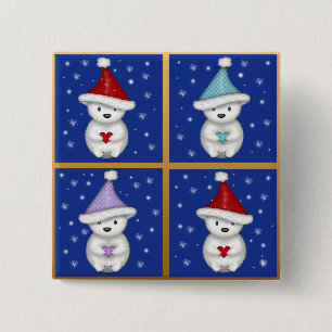 Cute Ijsberen Design Vierkante Button 5,1 Cm