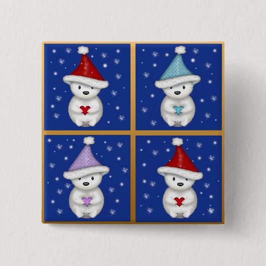 Cute Ijsberen Design Vierkante Button 5,1 Cm (Voorkant)