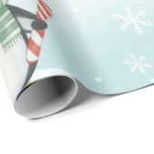 Cute Ijsberen & Pinguïns Kerstpatroon Cadeaupapier (Rol Hoek)