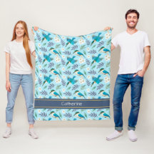 Cute IJsvogel Vogels Bloemmotief Blauwe Naam