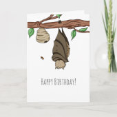 Cute Illustrated Bat Slapling Happy Birthday Kaart (Voorkant)