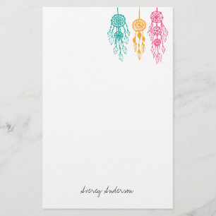 Cute Illustrated Bohemian Dreamweaver Monogram Briefpapier