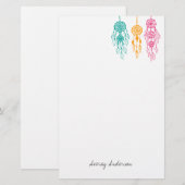 Cute Illustrated Bohemian Dreamweaver Monogram Briefpapier (Voorkant / Achterkant)