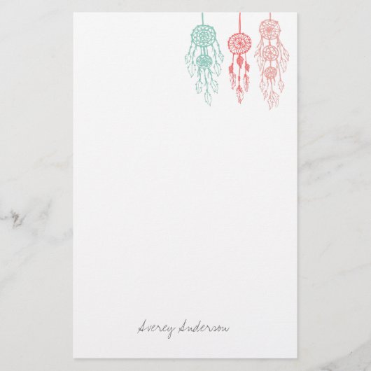 Cute Illustrated Bohemian Dreamweaver Monogram Briefpapier (Voorkant)