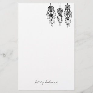 Cute Illustrated Bohemian Dreamweaver Monogram Briefpapier
