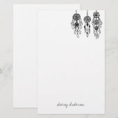 Cute Illustrated Bohemian Dreamweaver Monogram Briefpapier (Voorkant / Achterkant)