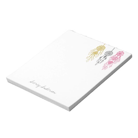 Cute Illustrated Bohemian Dreamweaver Monogram Notitieblok (Linkerzijde)