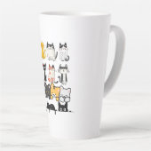 Cute Illustrated Cat Squad on Black Background Latte Mok (Rechterhoek)
