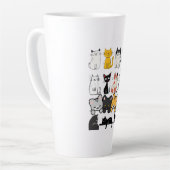 Cute Illustrated Cat Squad on Black Background Latte Mok (Linkerhoek)