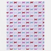 Cute Illustrated Cats Walking Paars Pattern Fleece Deken (Voorkant)