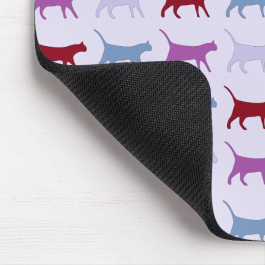 Cute Illustrated Cats Walking Paars Pattern Muismat (Hoek)