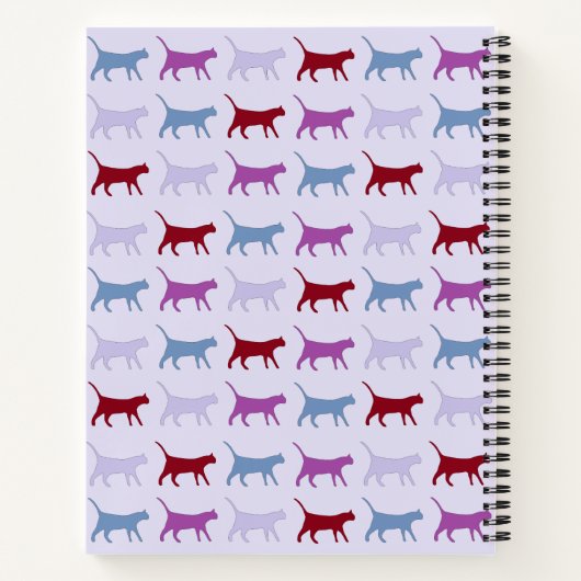 Cute Illustrated Cats Walking Paars Pattern Notitieboek (Achterkant)