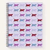 Cute Illustrated Cats Walking Paars Pattern Notitieboek (Voorkant)