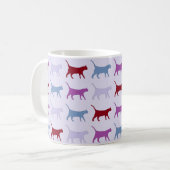 Cute Illustrated Cats Walking Purple Pattern Koffiemok (Voorkant links)
