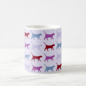 Cute Illustrated Cats Walking Purple Pattern Koffiemok (Center)