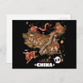 Cute Illustrated China Map with Dragon and Panda Briefkaart (Voorkant / Achterkant)