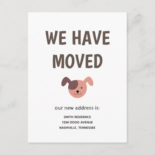 Cute Illustrated Dog We hebben verhuisd Aankondigingskaart (Voorkant)