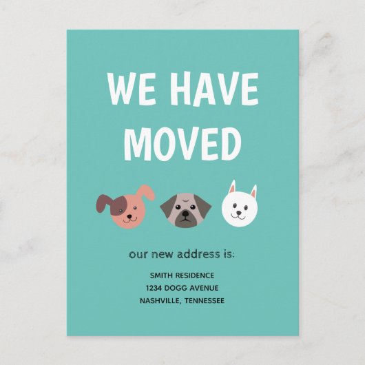 Cute Illustrated Hondenras We hebben verplaatst Aankondigingskaart (Voorkant)