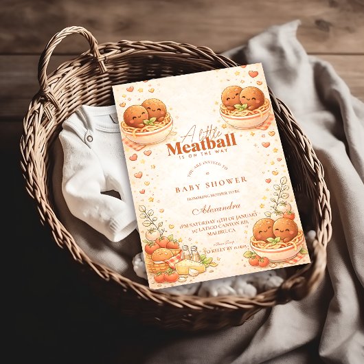 Cute Illustrated Little Meatball Baby Shower Kaart