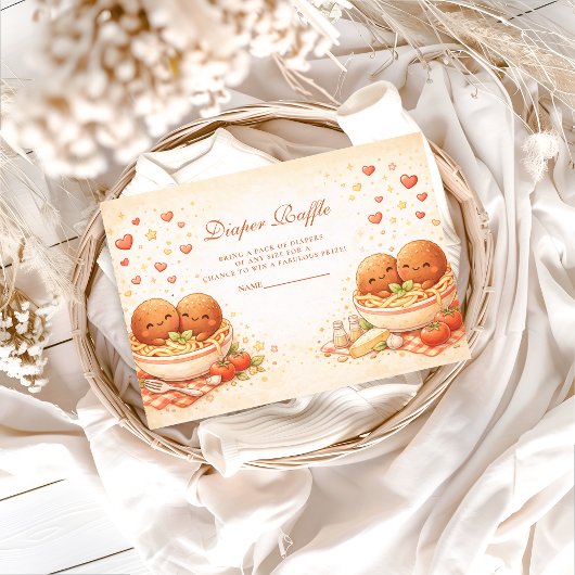 Cute Illustrated Little Meatball Diapper Raffle Informatiekaartje