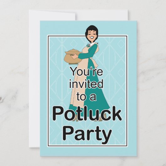 Cute Illustrated Potluck Invitation Kaart (Voorkant)