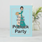 Cute Illustrated Potluck Invitation Kaart (Staand voorkant)