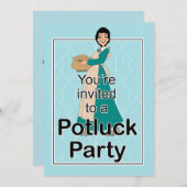 Cute Illustrated Potluck Invitation Kaart (Voorkant / Achterkant)