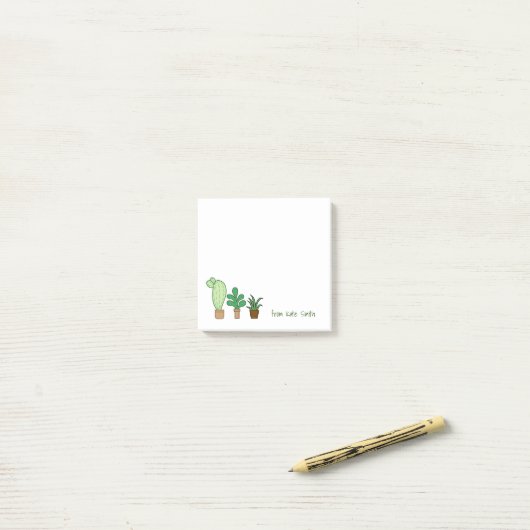 Cute Illustrated Pots of Succulents and Cactus Post-it® Notes (Op bureau)