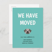 Cute Illustrated Pug We hebben ons verplaatst Aankondigingskaart (Voorkant / Achterkant)
