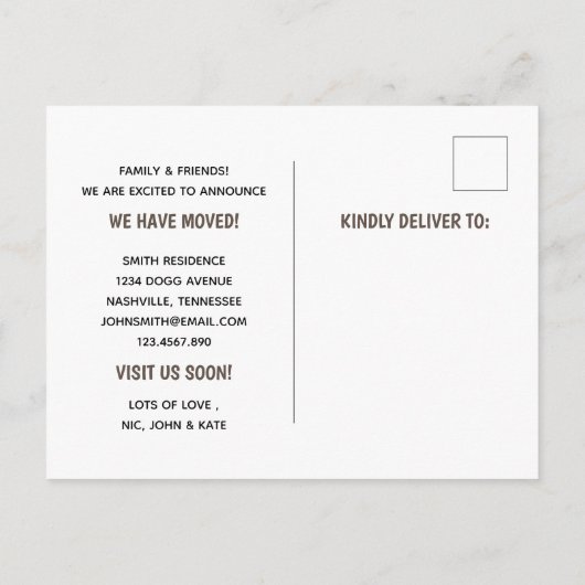 Cute Illustrated Pug We hebben ons verplaatst Aankondigingskaart (Achterkant)