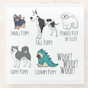 Cute Illustrated Puppy Dogs Poem Glazen Onderzetter