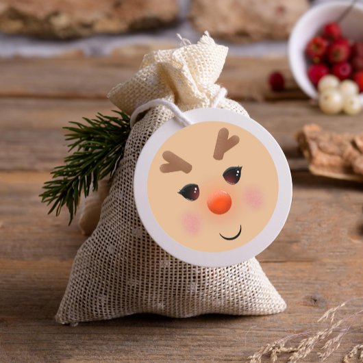 Cute Illustrated Reindeer Face Ronde Sticker