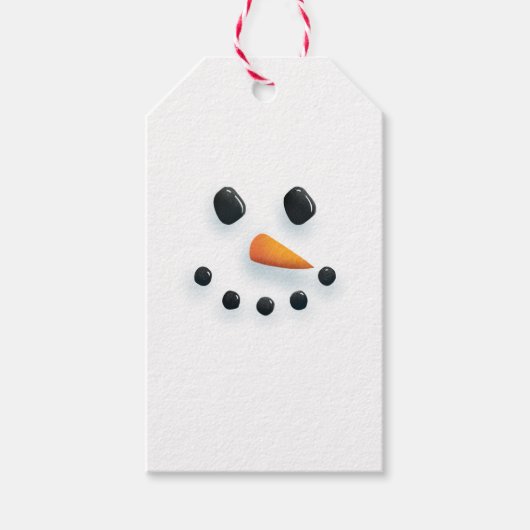 Cute Illustrated Snowman Face Kerstmis Cadeaulabel (Voorkant)